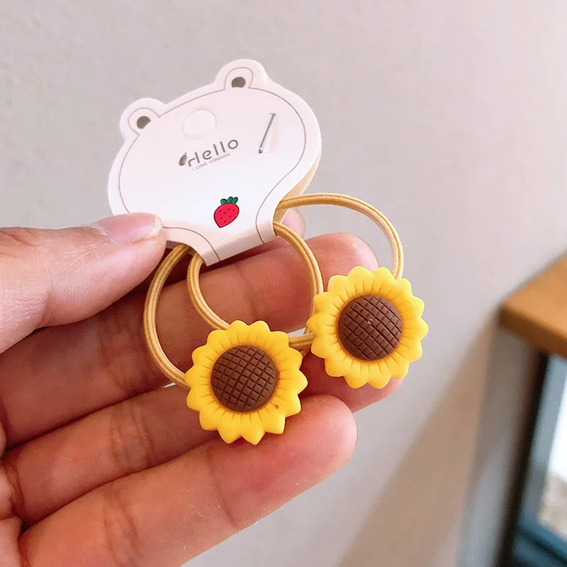 2 Teile/satz Mädchen Nette Cartoon Blumen Gummiband Elastische Haarbänder für Kinder Süße Haarbänder Haar Seil Kinder Haar Zubehör – Detail 5