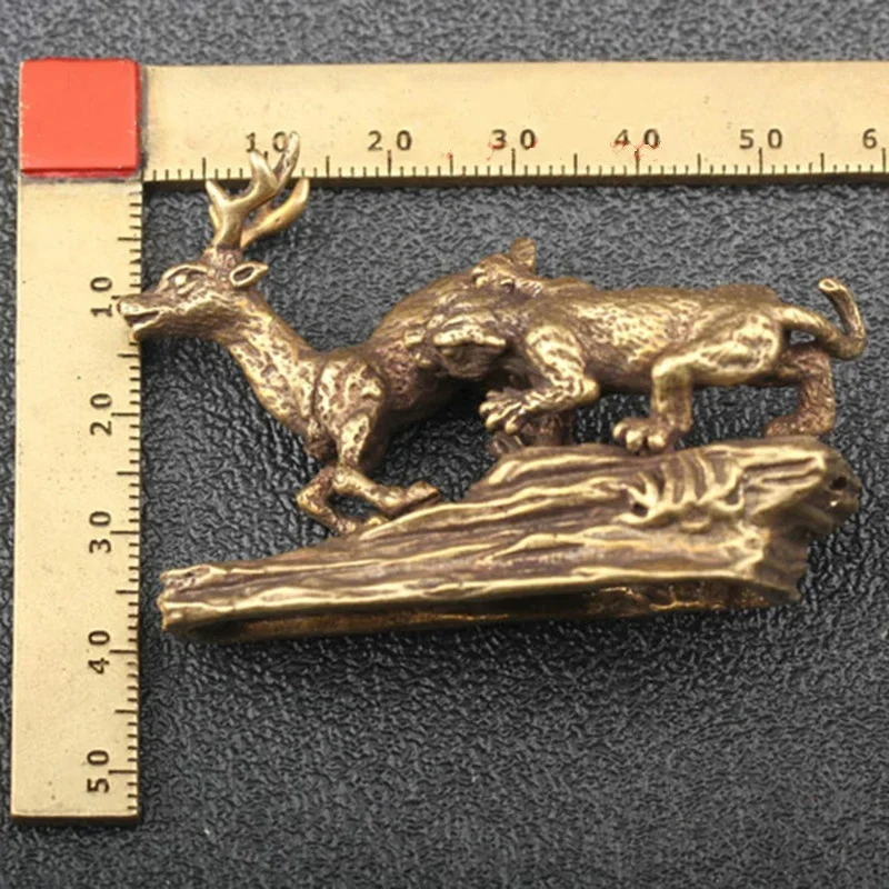 2026 Tiger King Catching Deer Dragon And Dinosaur Statue Small Ornament Antique Bronze Animal Miniature Home Decorations Craft