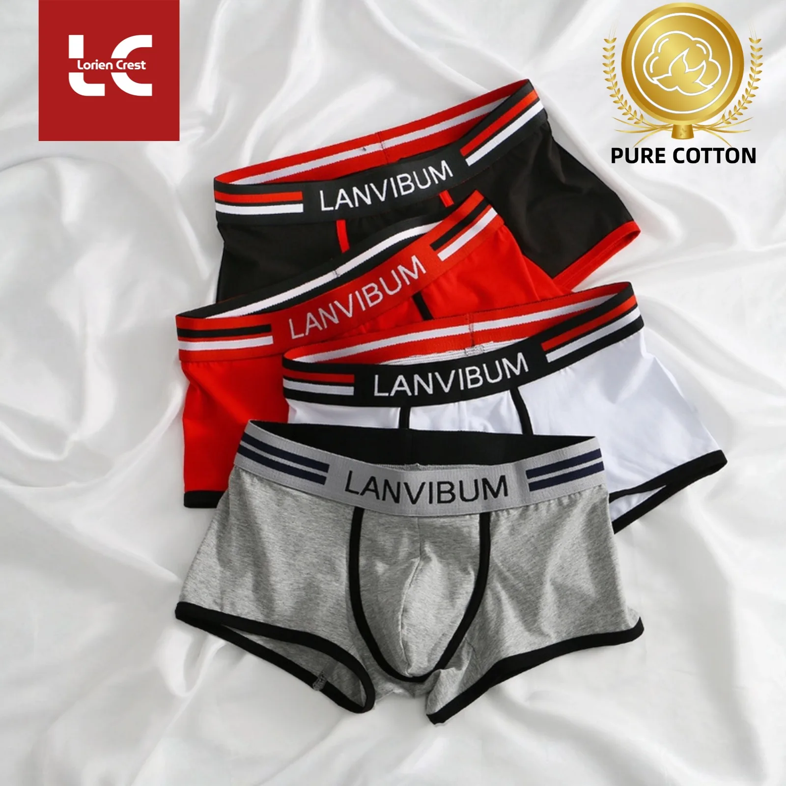 

3pcs【LORIEN CREST】Men’s Low Waist sexy Cotton Solid sports Boxershorts U-Convex Pouch Underpants Boxer Hombre for male