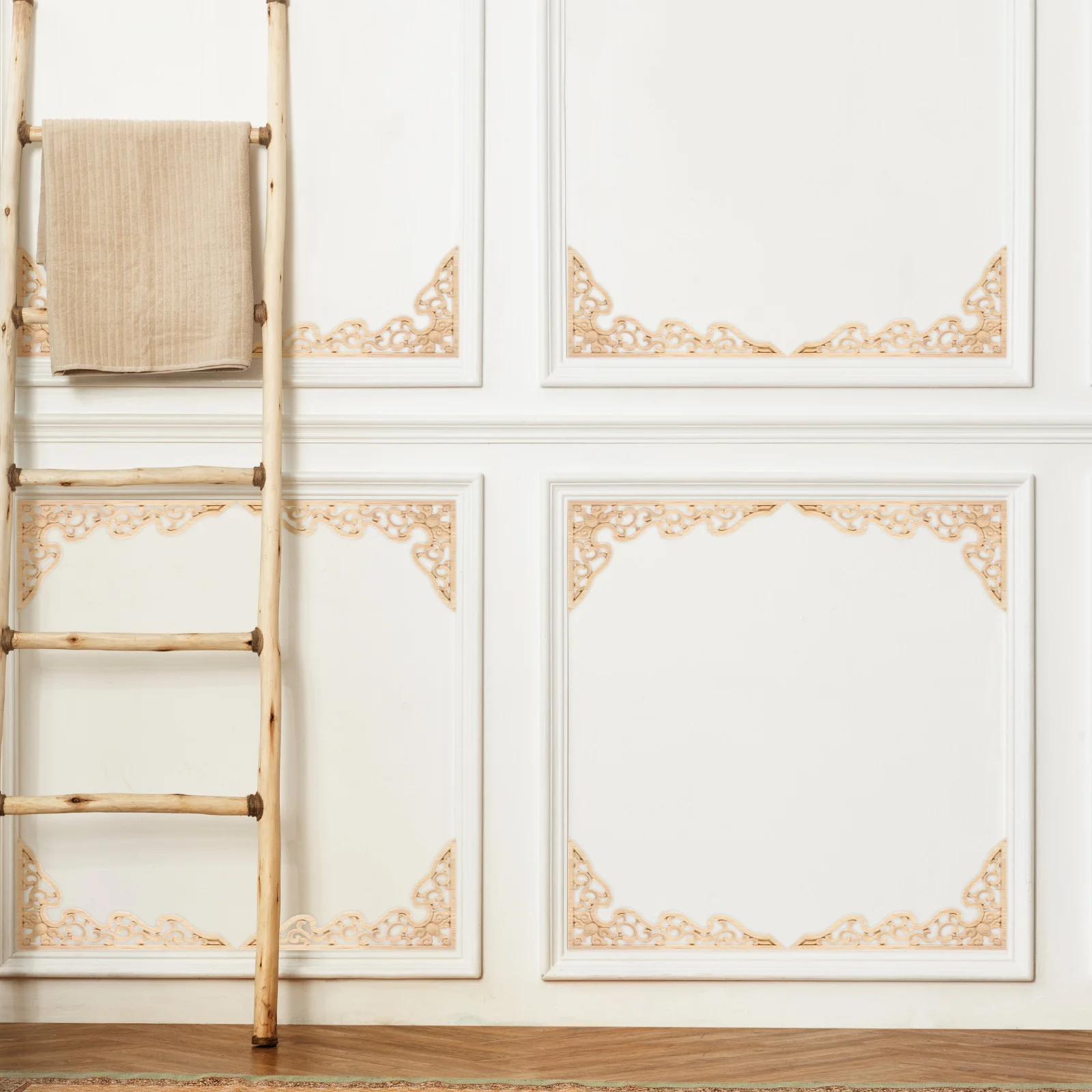 

2pcs Wooden Carved Onlay Decorative Wood Appliques For Cabinet Furniture Door Window Mirror Home Decor Unpainted Frame