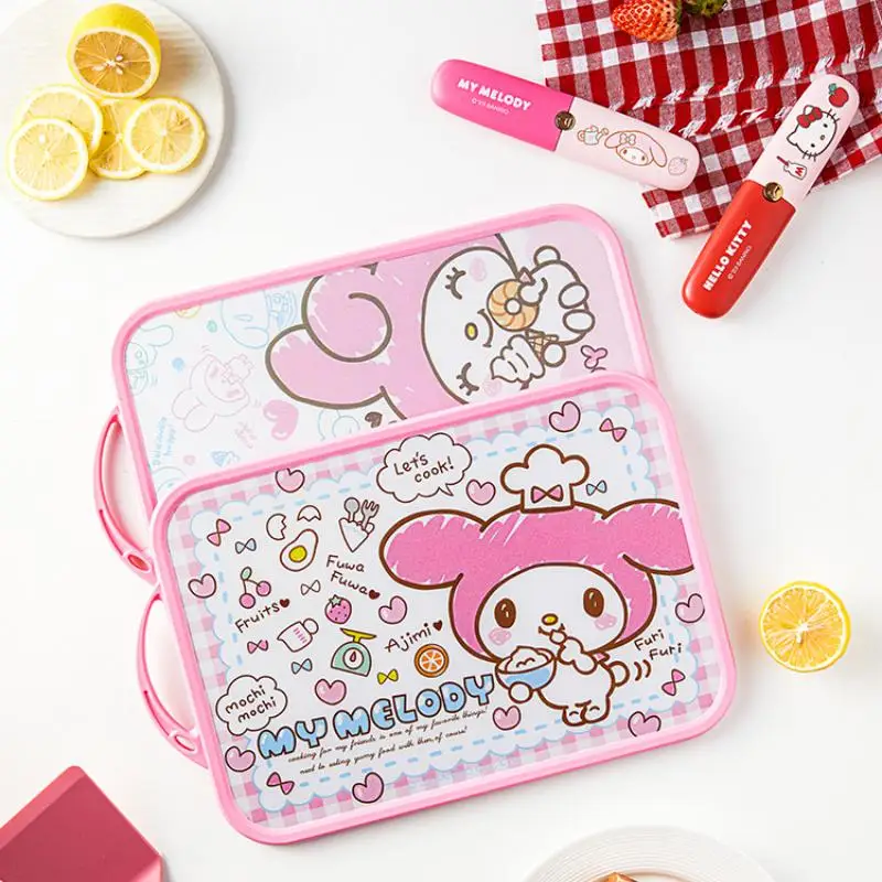 Sanrios Hellokittys Double-Sided Cutting Board Cinnamoroll Kuromi My Melody Fruit Chopping Board Home Cute Fruit Vegetable Board