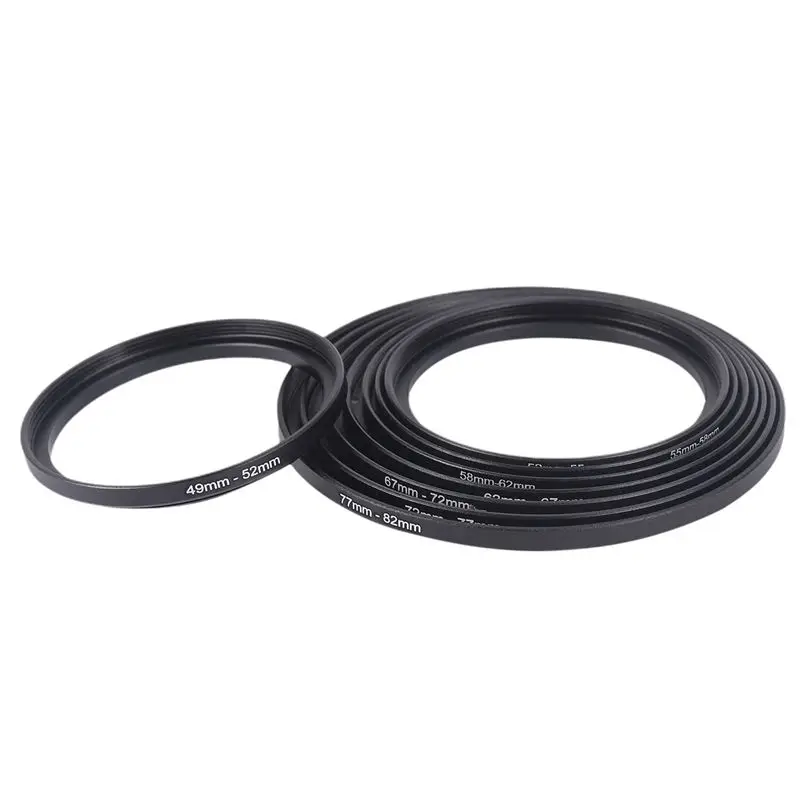 FULL-24 Pieces Step-Up Adapter Ring Set,Includes 49-52Mm, 52-55Mm, 55-58Mm, 58-62Mm, 62-67Mm, 67-72Mm, 72-77Mm, 77-82Mm-Black