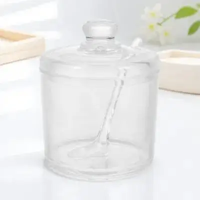 

1Set Acrylic Sugar Bowl Seasoning Pot Container Spoon Transparent Kitchen Storage Jar Salt Spice Condiment Canister Decorative