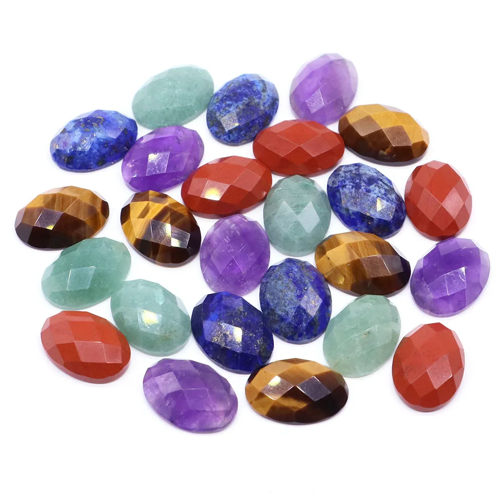 

Natural Stones Amethyst Oval Cabochon Loose Beads Faceted Flat Back Cameo Spacers for Jewelry Making Pendants Rings Earrings DIY