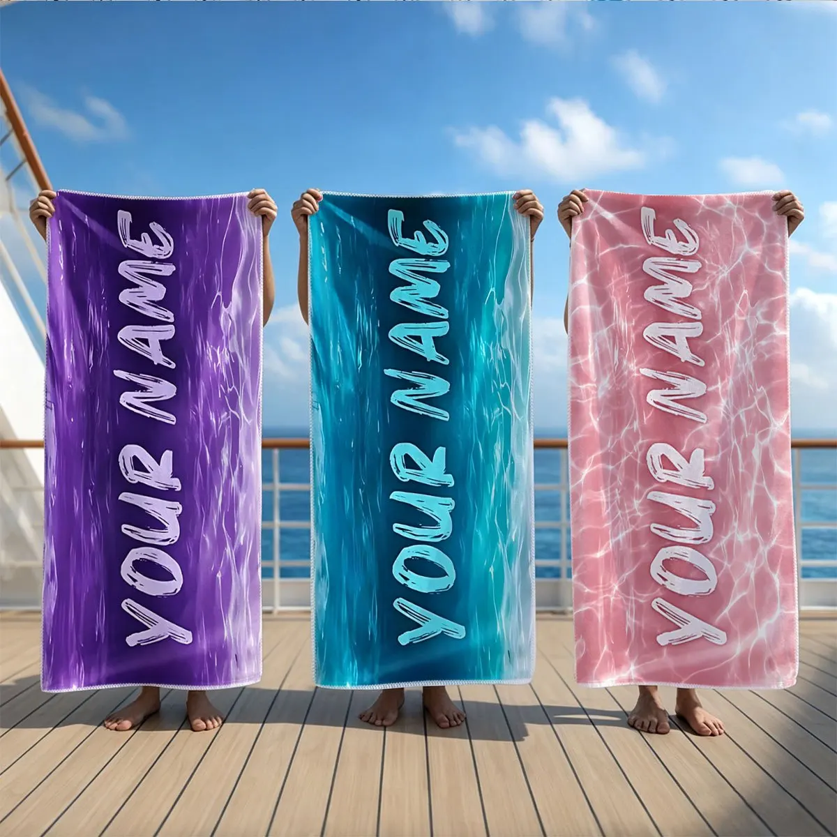 [Custom Beach Towel]  Personalized Summer Vacation Style Beach Towel, Ripple Theme Beach Towel | Quick-Dry, Microfiber Fabric