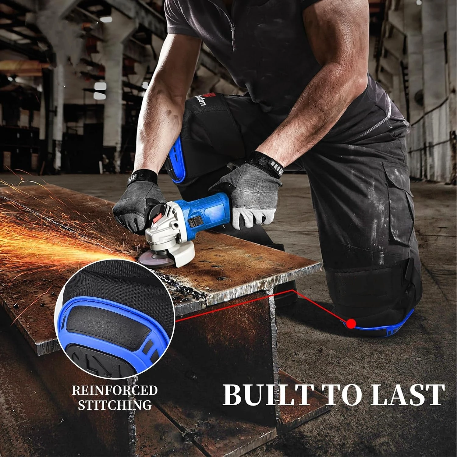 Protective Knee Pads, Orange, Heavy-Duty Construction, Adjustable Straps, Professional Work Safety Gear