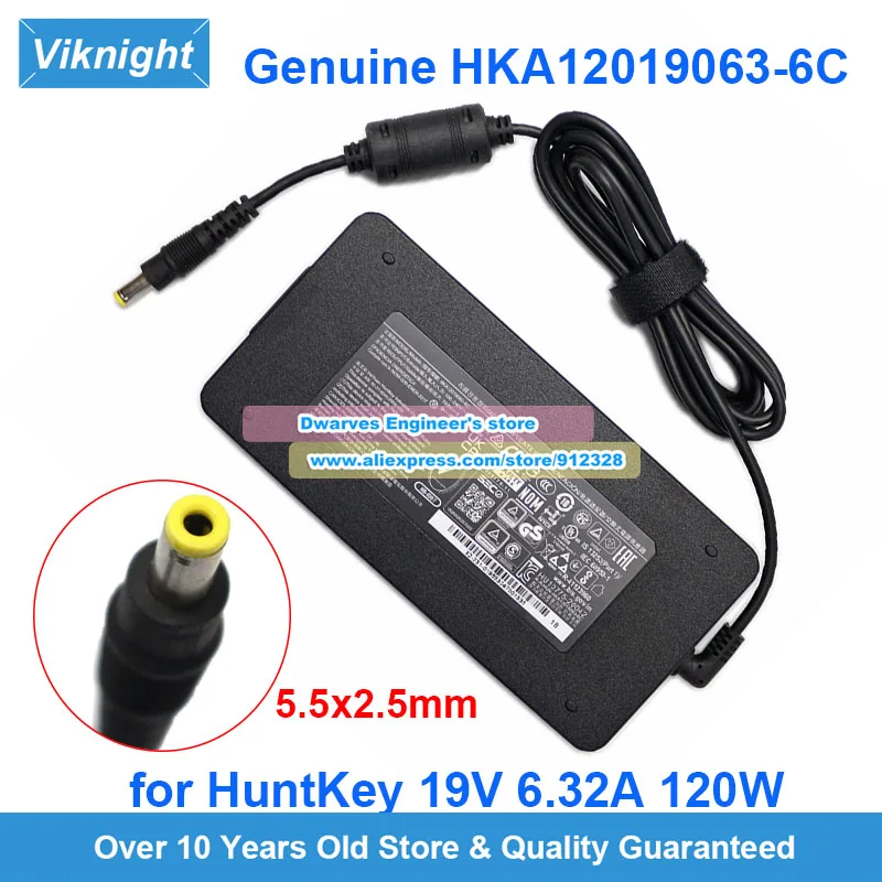 

Genuine HKA12019063-6C AC Adapter 19V 6.32A 120W Laptop Charger for HuntKey HKA120190636C Power Supply 5.5*2.5mm