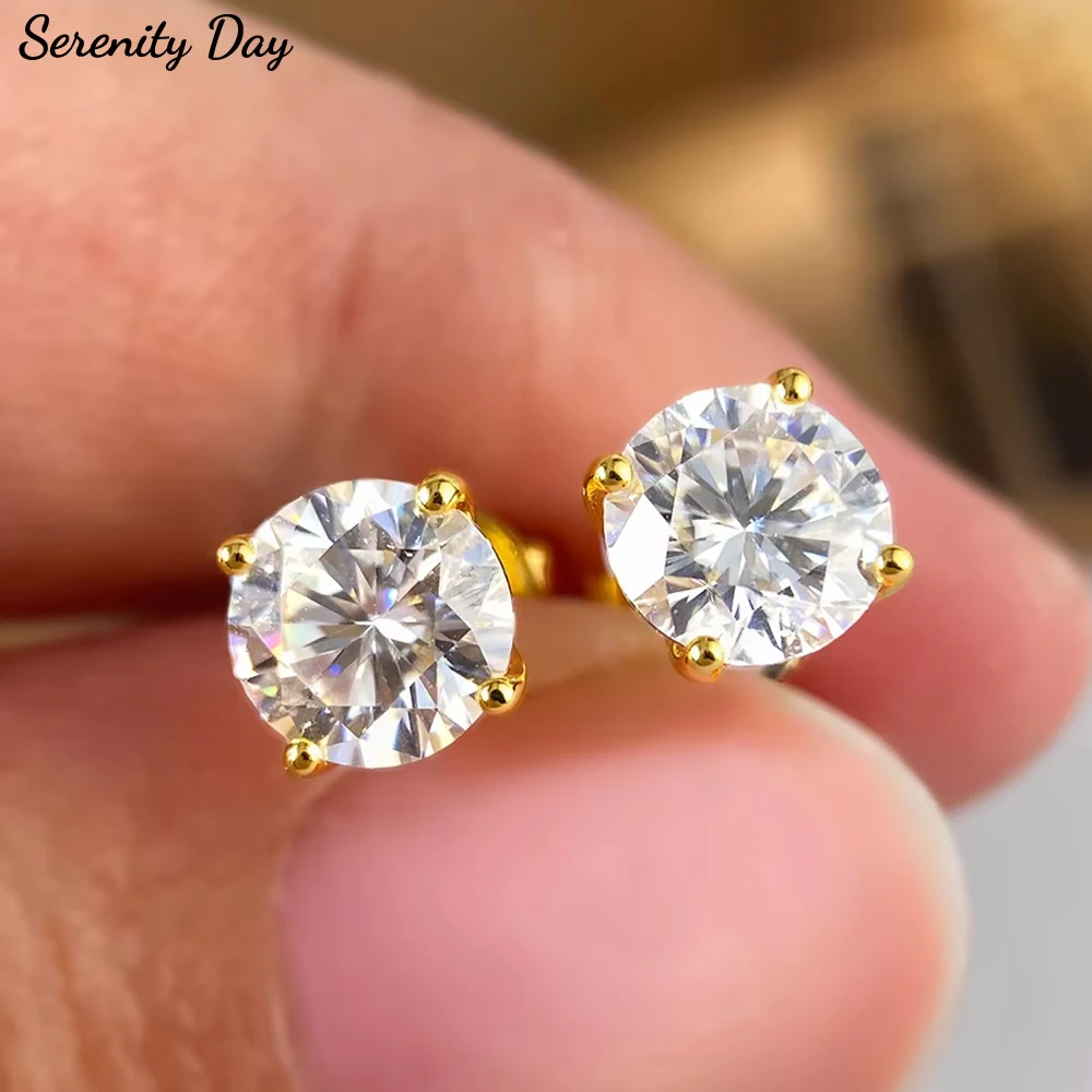 

Серьги-гвоздики Serenity 1ct 2ct 3ct D с муассанитом для женщин, подарок, 100% стерлинговое серебро S925, сверкающие лабораторные серьги-гвоздики с бриллиантами, ювелирные изделия