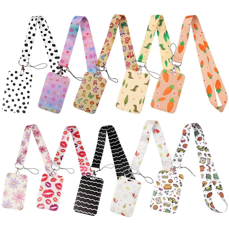 

Минималистичный держатель для удостоверений личности с фруктами и радугой, шейный ремешок, жесткий пластиковый держатель для карт, бейдж для работы, защита от царапин