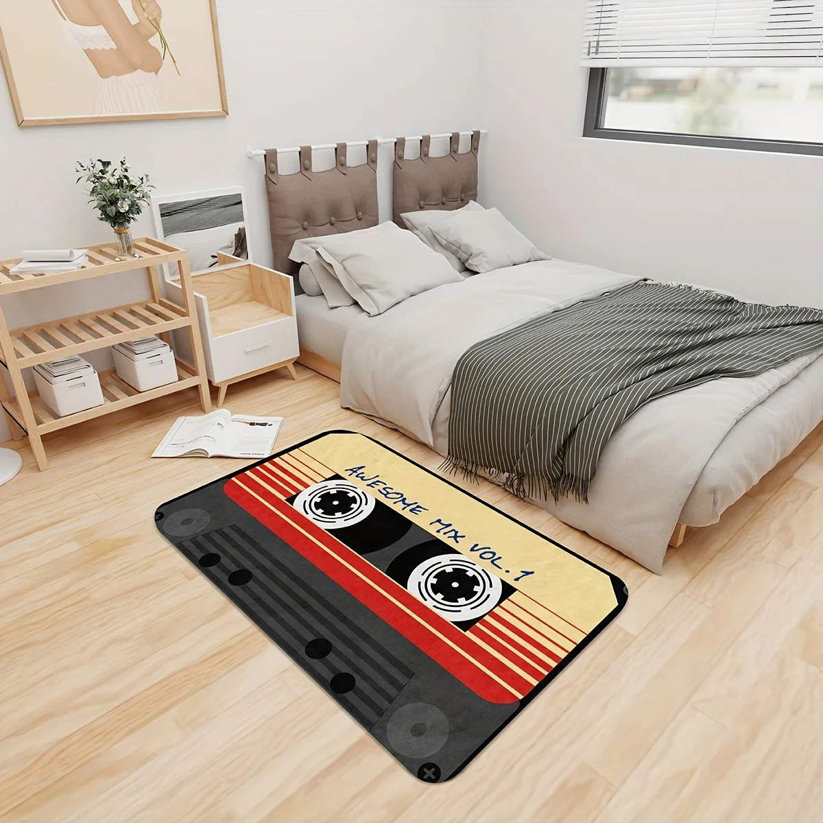 Magnetic Tape Print Carpet for Living Room Home Decor Sofa Table Large Area Rugs Bedroom Bedside Foot Pad Non-Slip Entrance Mat