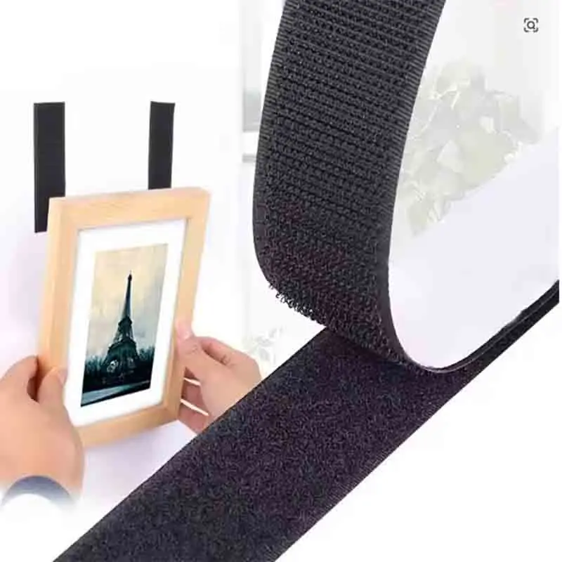 Cinta autoadhesiva de sujeción de gancho y bucle de 5M, pegatina de nailon, cinta adhesiva de gancho extraíble en blanco y negro, accesorios para manualidades DIY de 2cm de ancho