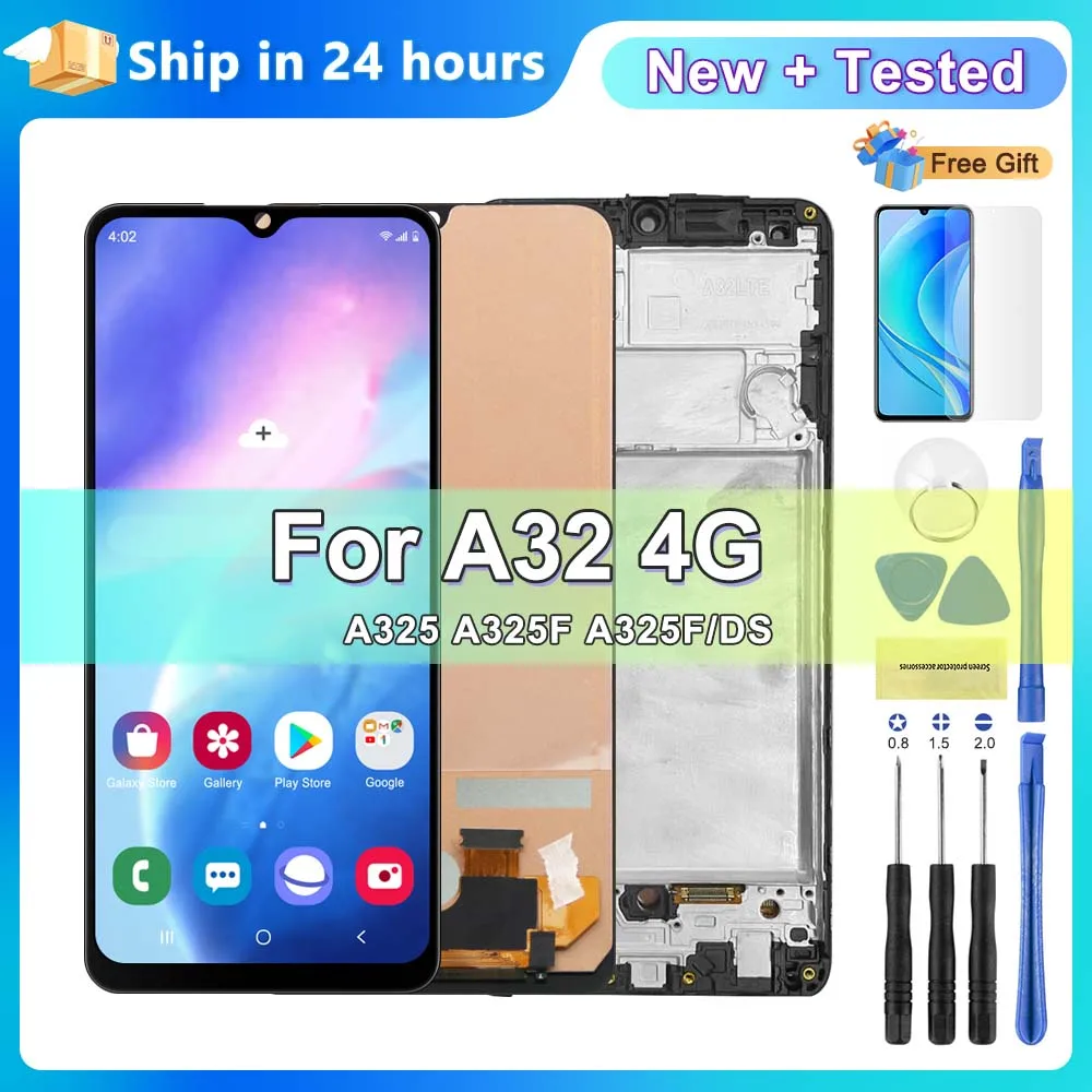 

Экран дисплея A32 для Samsung Galaxy A32 A325 A325F A325F/DS ЖК-дисплей + замена дигитайзера сенсорного экрана с рамкой