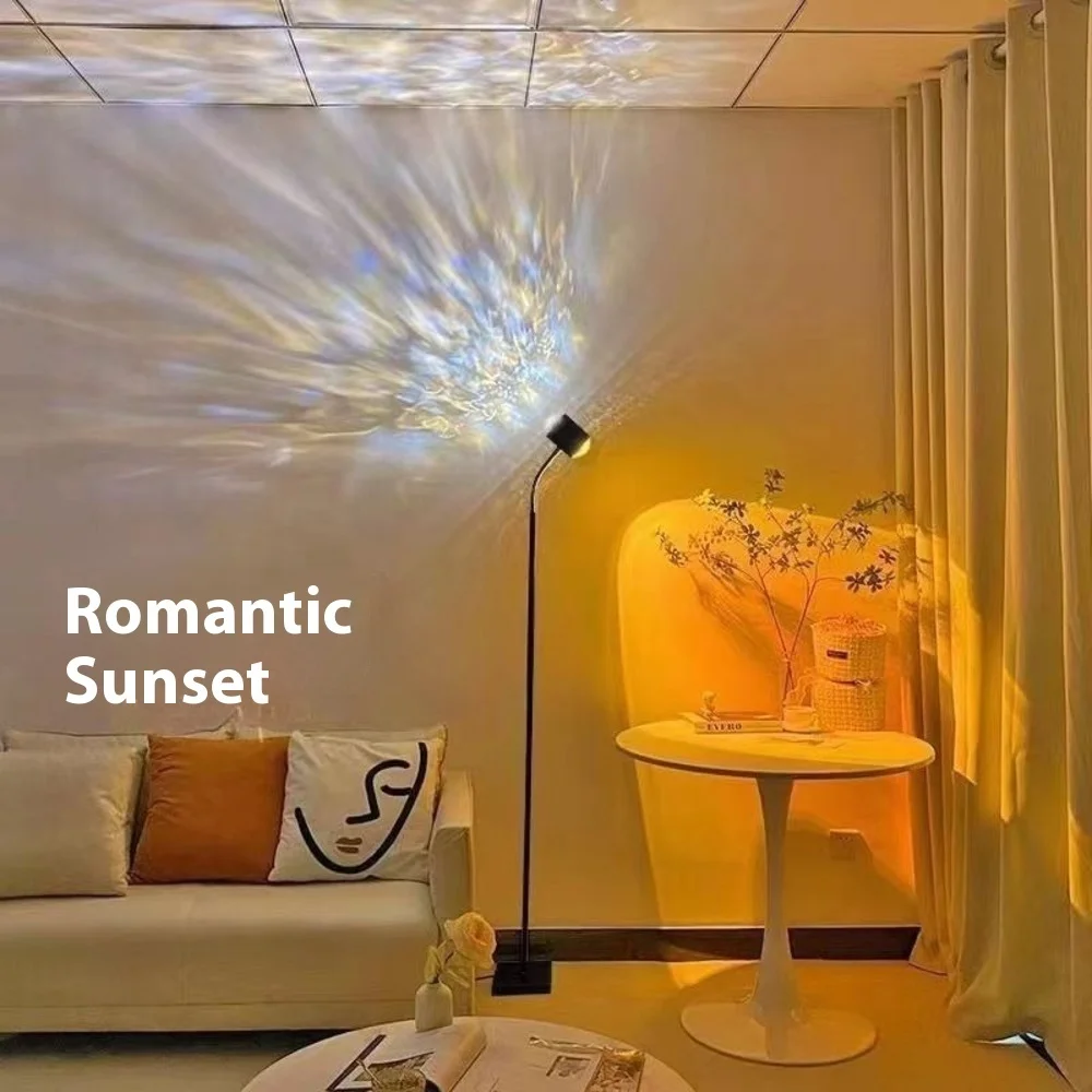 3D Wave Projector Light Sunset Ambience LED Lamp for Bedroom Romantic Mood Lighting with Dual Head TikTok Star Decor