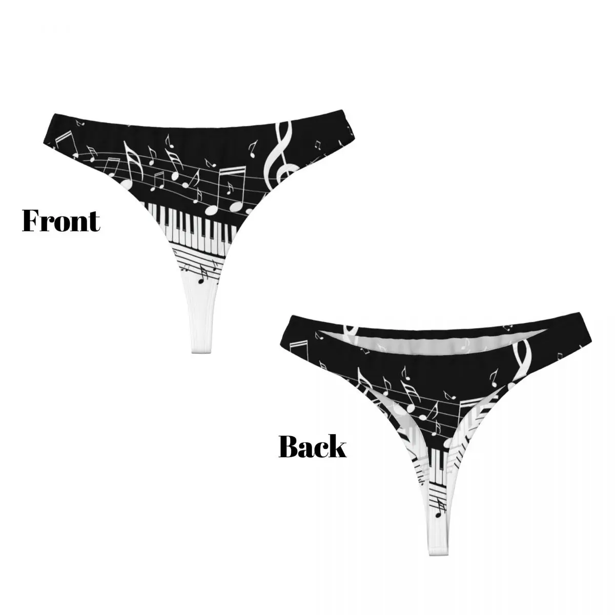 Tasti di pianoforte astratti personalizzati con note musicali Mutandine perizoma Biancheria intima comfort perizoma elasticizzato da donna traspirante sexy