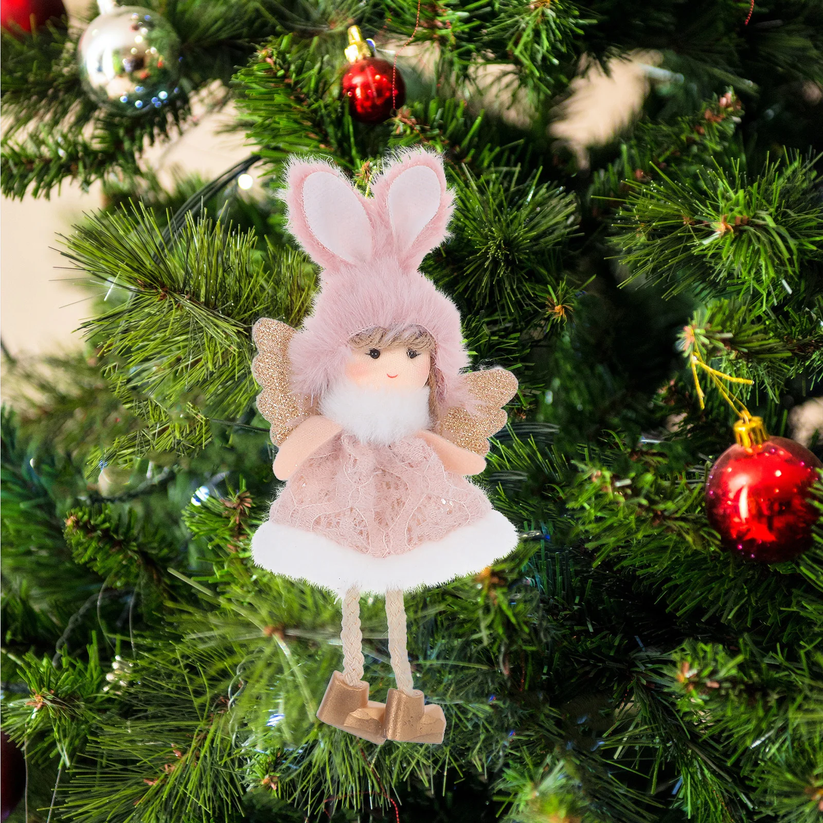 

2Pcs Christmas Angel Hanging Pendants Elegant Tree Ornaments Holiday Angel Decorations Home Party Gift Christmas Fairy Ornament