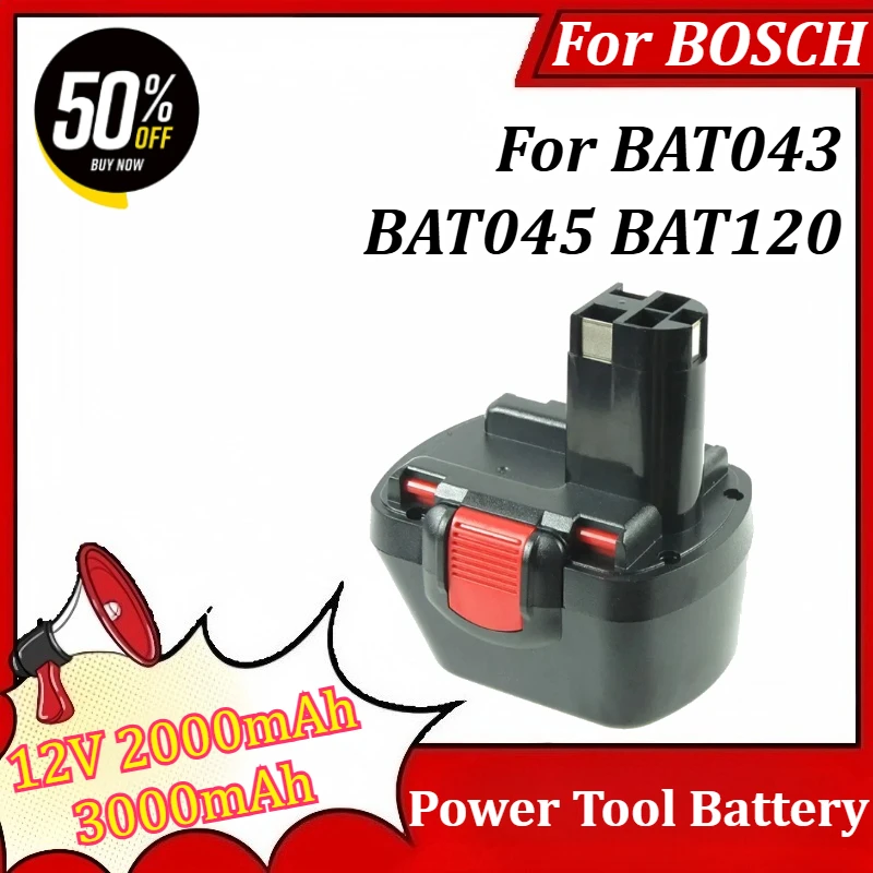 

Аккумулятор для электроинструментов 12В 2000мАч 3000мАч для BOSCH BAT043 BAT045 BAT120, NiMH, перезаряжаемый