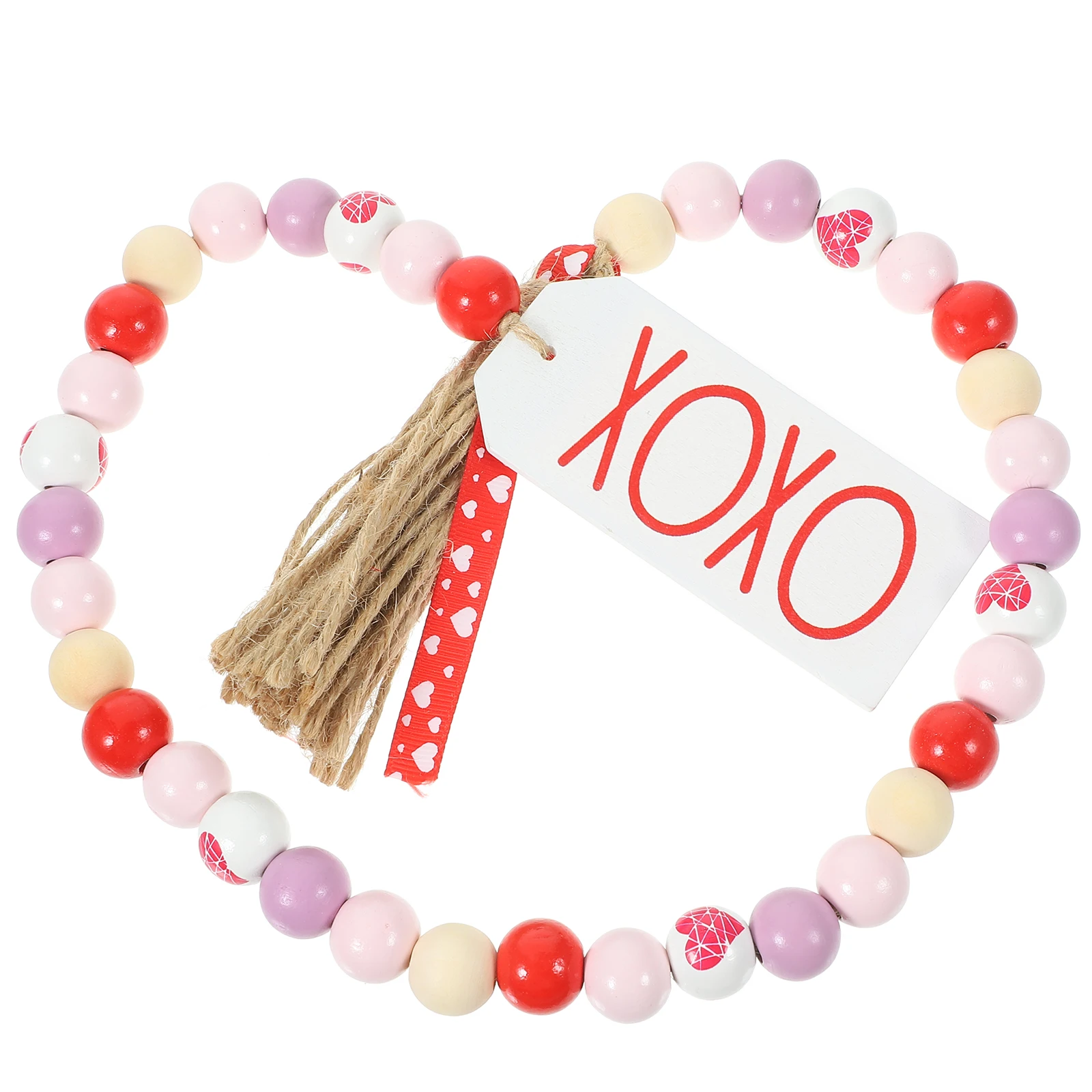 

DIY Beads Garland Valentine Decor Wooden String Tassel Rope Wall Hanging Home Decor Rustic Craft Wedding Party