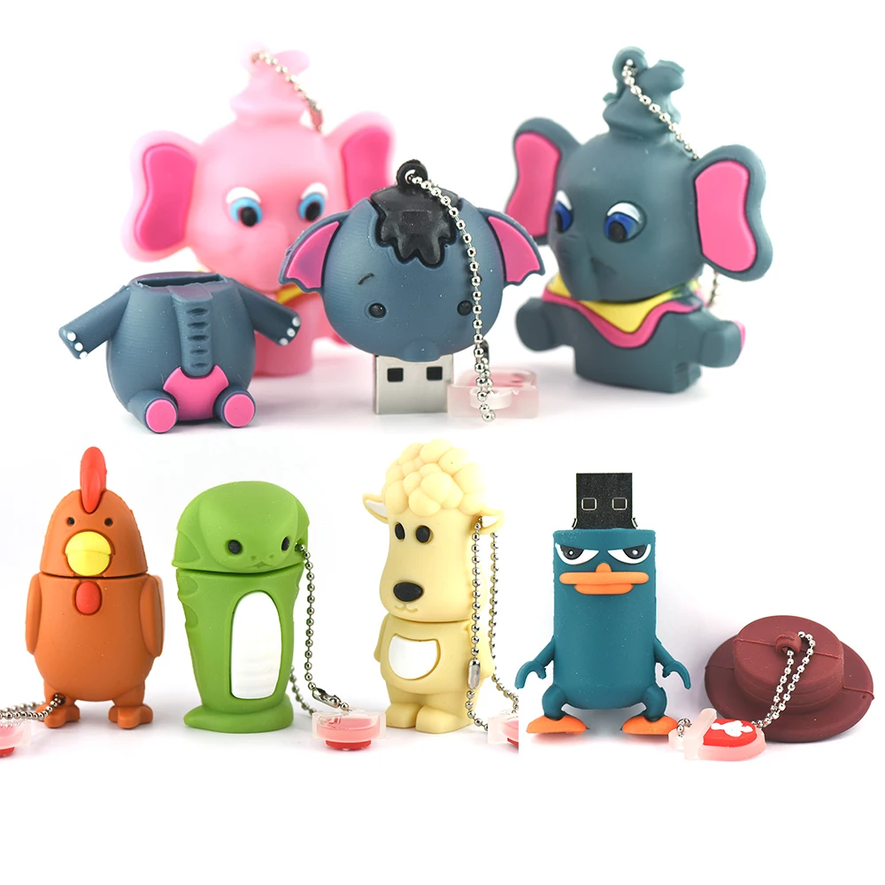 

usb flash drive cartoon cobra 128GB cute little yellow chicken 4GB animal pendrive Elephant 8GB 32GB U disk 64GB memory stick