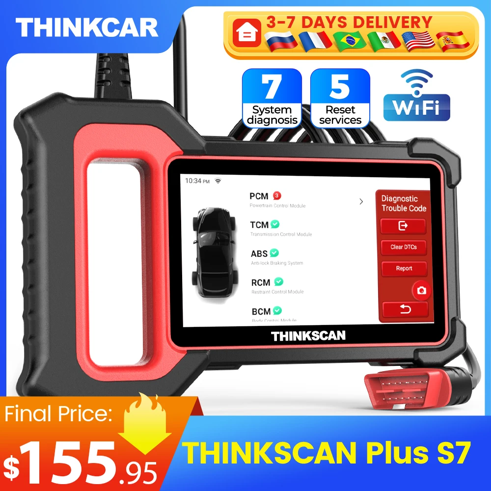 THINKCAR Thinkscan Plus S7 OBD2 Scan Tool Transmission /ABS/SRS Diagnosis Code Reader Automotive obd 2 Scanner