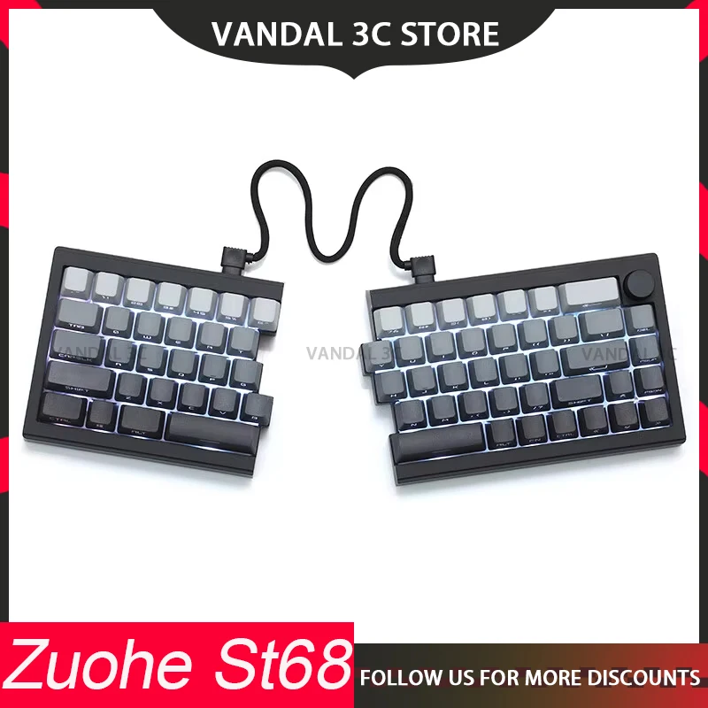 Zuohe St68 Split Mechanical Keyboard 3mode Usb/2.4g/Bluetooth Wireless Split Keyboard Customize Gaming QMK Zornher Keyboard Gift