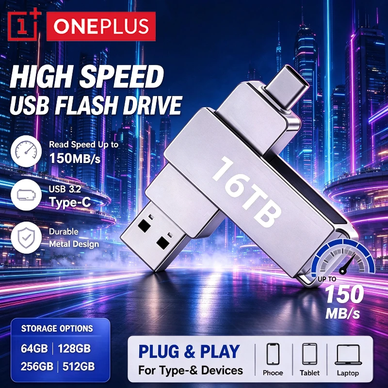 OnePlus 3.2 HighSpeed Flash Drives 16TB USB Transfer Metal Pendrive Memory Card Pendrive Flash Disk  WaterproofStick Memoria NEW