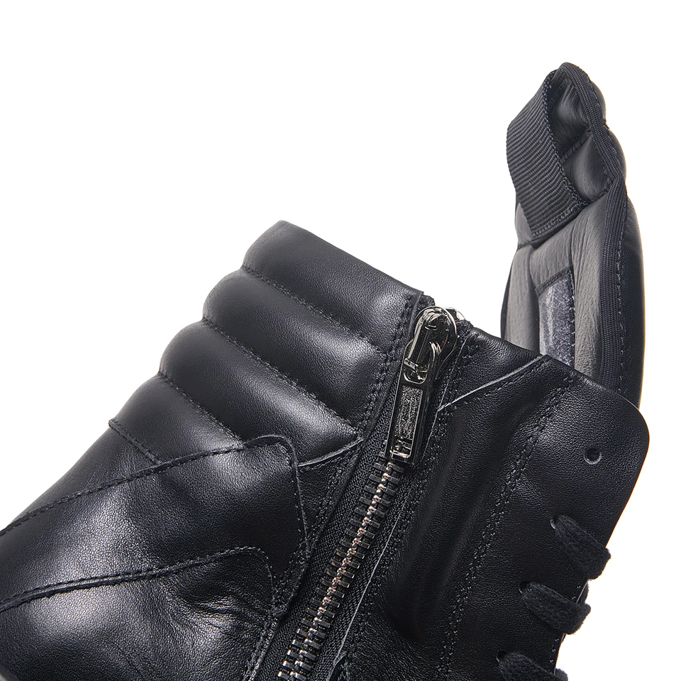 

R-o Classic Sneakers Black Leather High Top Shoes Black Boot Cowhide Men Sneakers Zipper Women Casual Shoes Ro Geobasket Boots