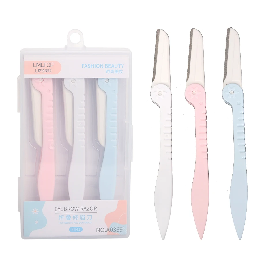 3 pçs/set facial sobrancelha trimmer olho sobrancelha shaper rosto navalha sobrancelha seguro lâmina de barbear para mulheres ferramentas de maquiagem de beleza