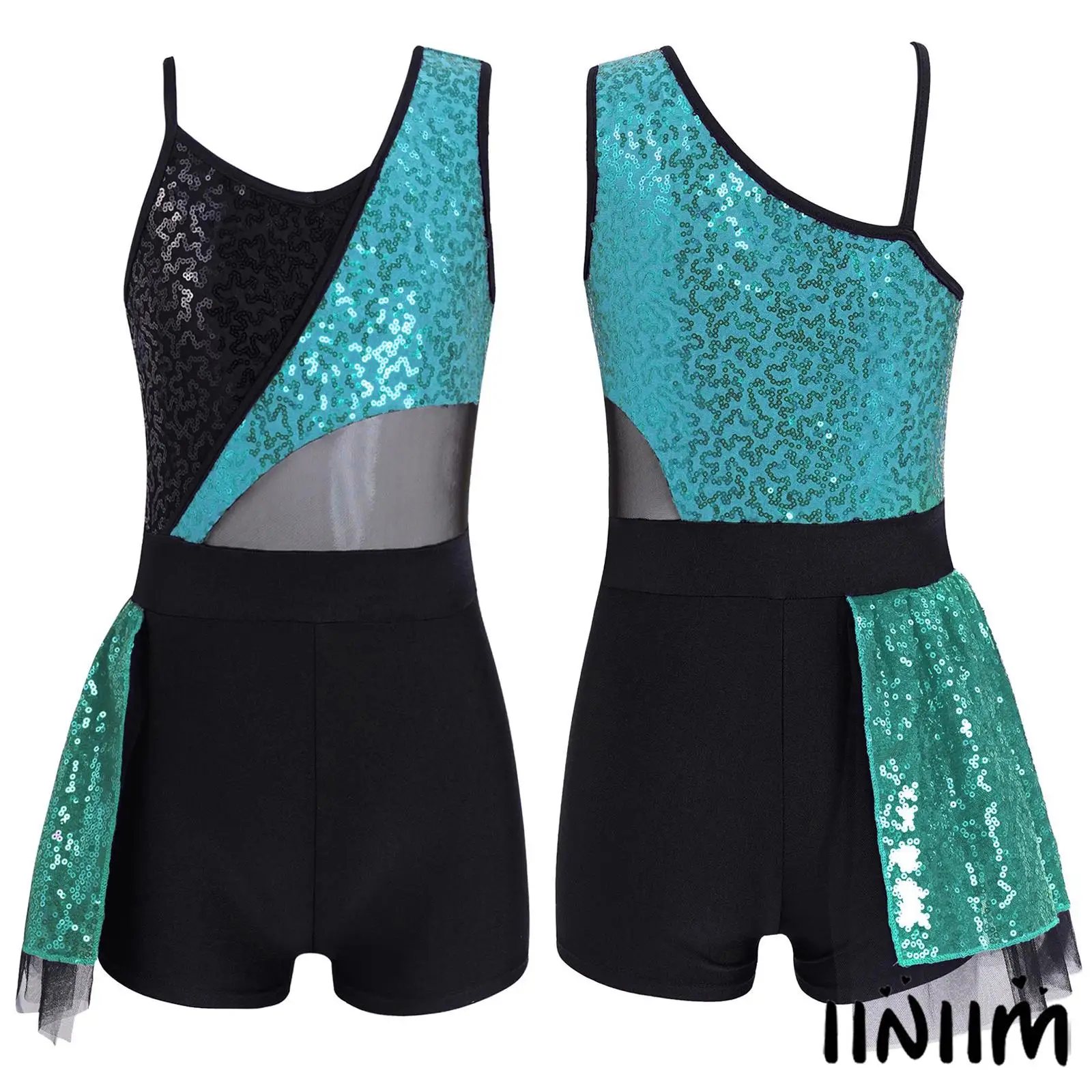 

Gymnastics Unitard for Girls Sparkling Sequins Patchwork Children Figure Skating Costume Ballet Dance Modern Latin Jazz Jumpsuit