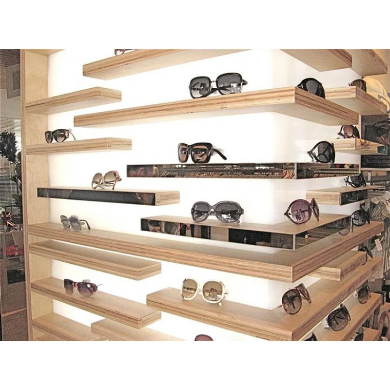 custom.MDF Wood Wall Mounted Eyes Glasses Display Stand Optical Showcase Shelving Sale