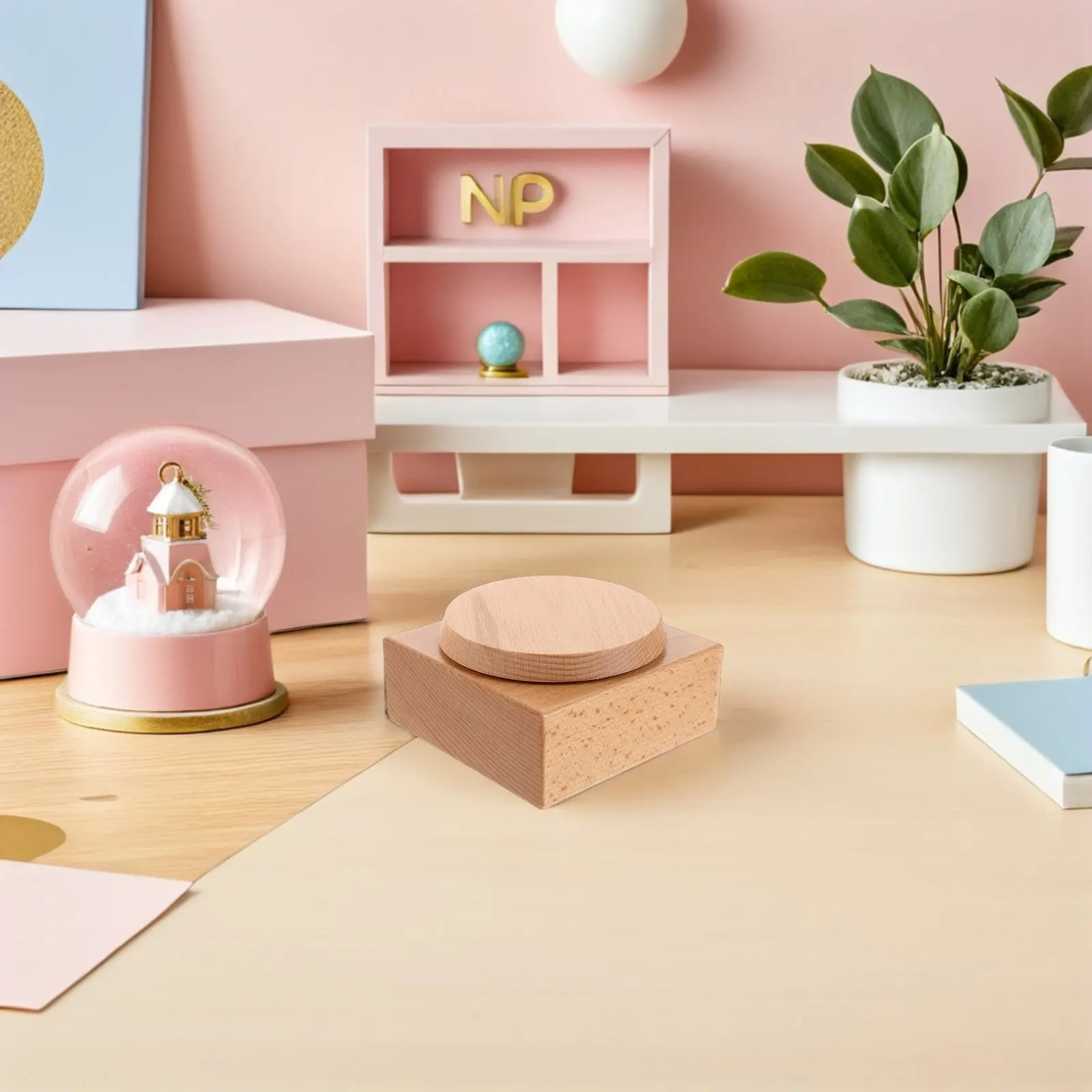 Wooden Music Box Base Rotating Wind Up Platform for DIY Craft Projects Home Decor and Display