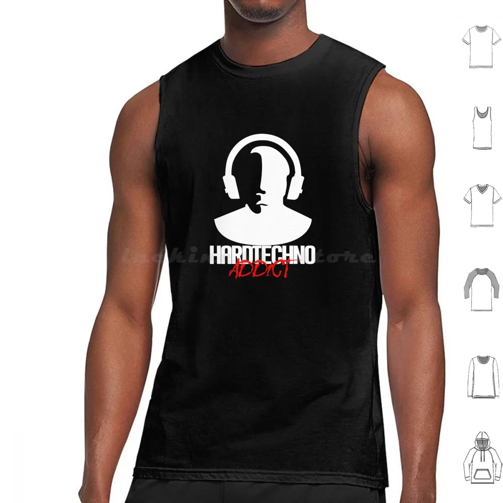 Hardtechno Addict-White Tank Tops Print Cotton Music Hardtechno Techno Addiction Addict Music Lover Edm Music Edm