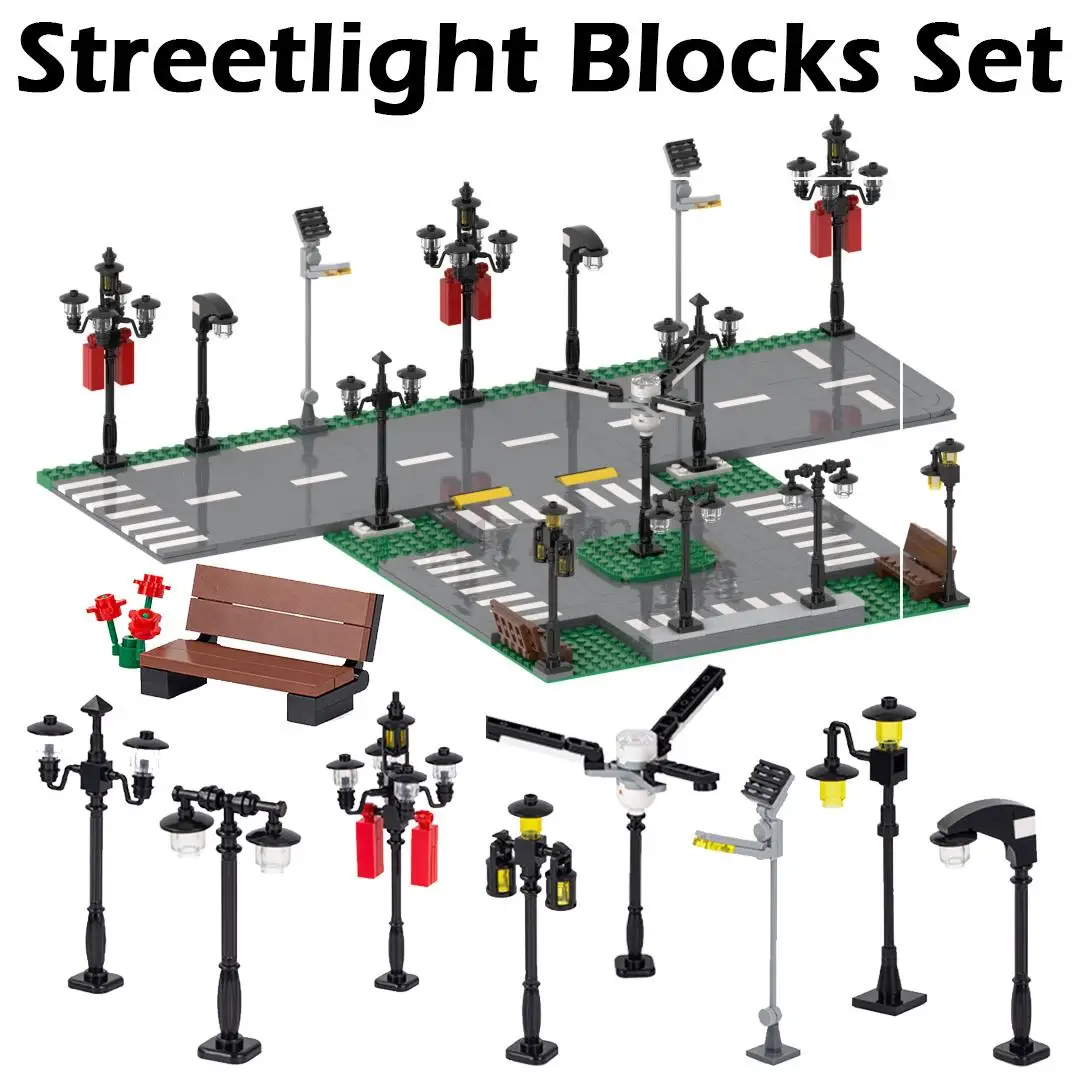 مجموعة إضاءة الشوارع على شكل شخصيات المدينة ، قطع غيار MOC نموذج لألعاب الأطفال #1