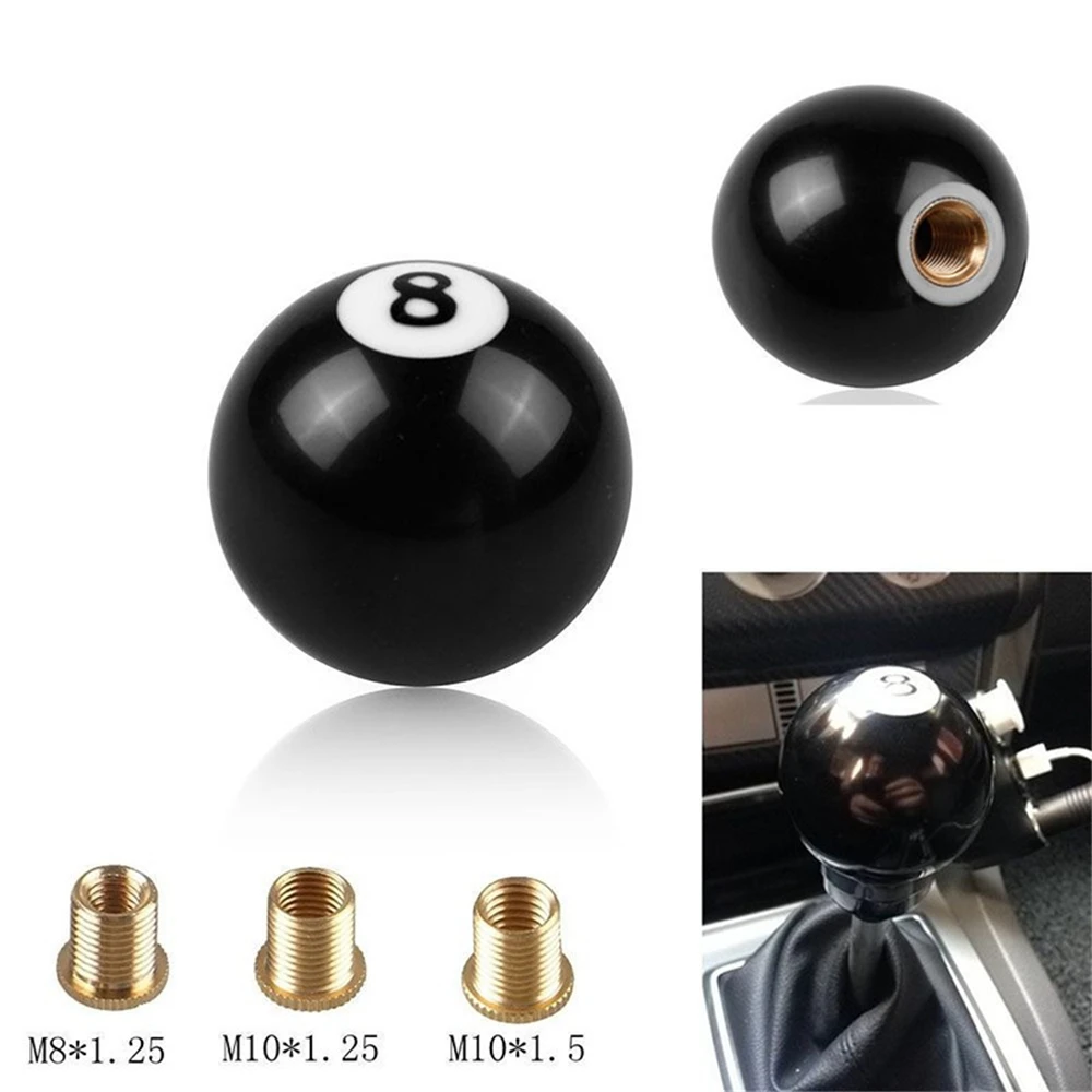 Black 8 eight Billiard Ball Gear Shift Knob Adapter Universal Vehicle AT MT Shifter Lever Head