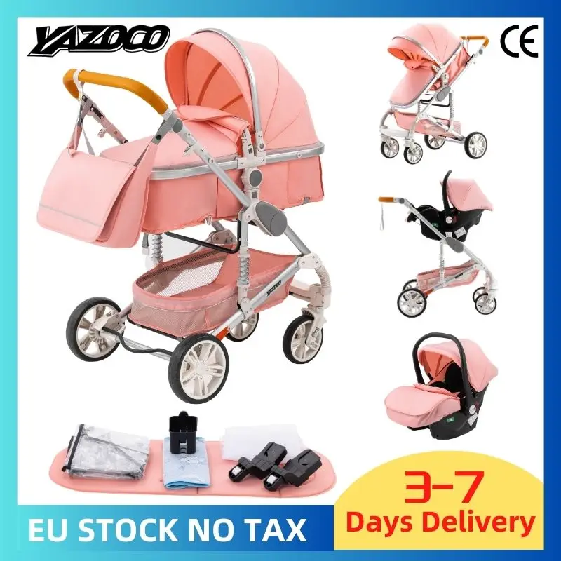 Baby Stroller 3 in 1 Easy Folding Multifunctional Stroller Travel Portable Baby Carriage Safety Seat EU Standard Free Shipping