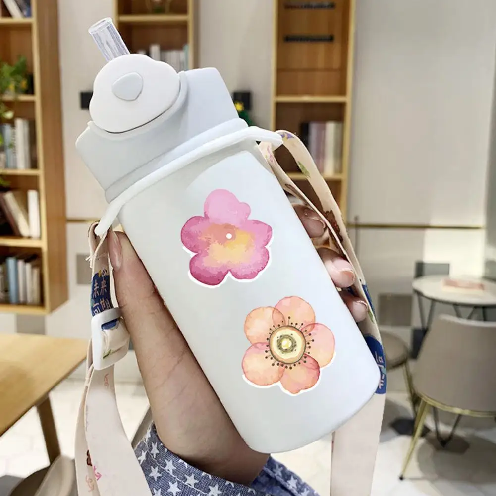 Waterproof Stickers Floral Scrapbooking Stickers Set 50pcs Waterproof Reusable Decoration Sticker for Book Cup for Scrapbooking