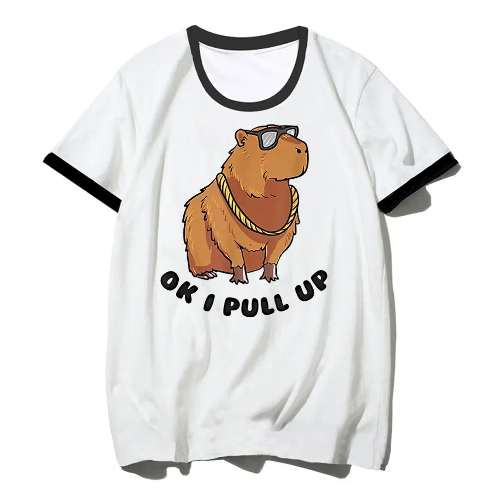 emo capybara t-shirts women streetwear Tee girl harajuku funny Japanese clothes