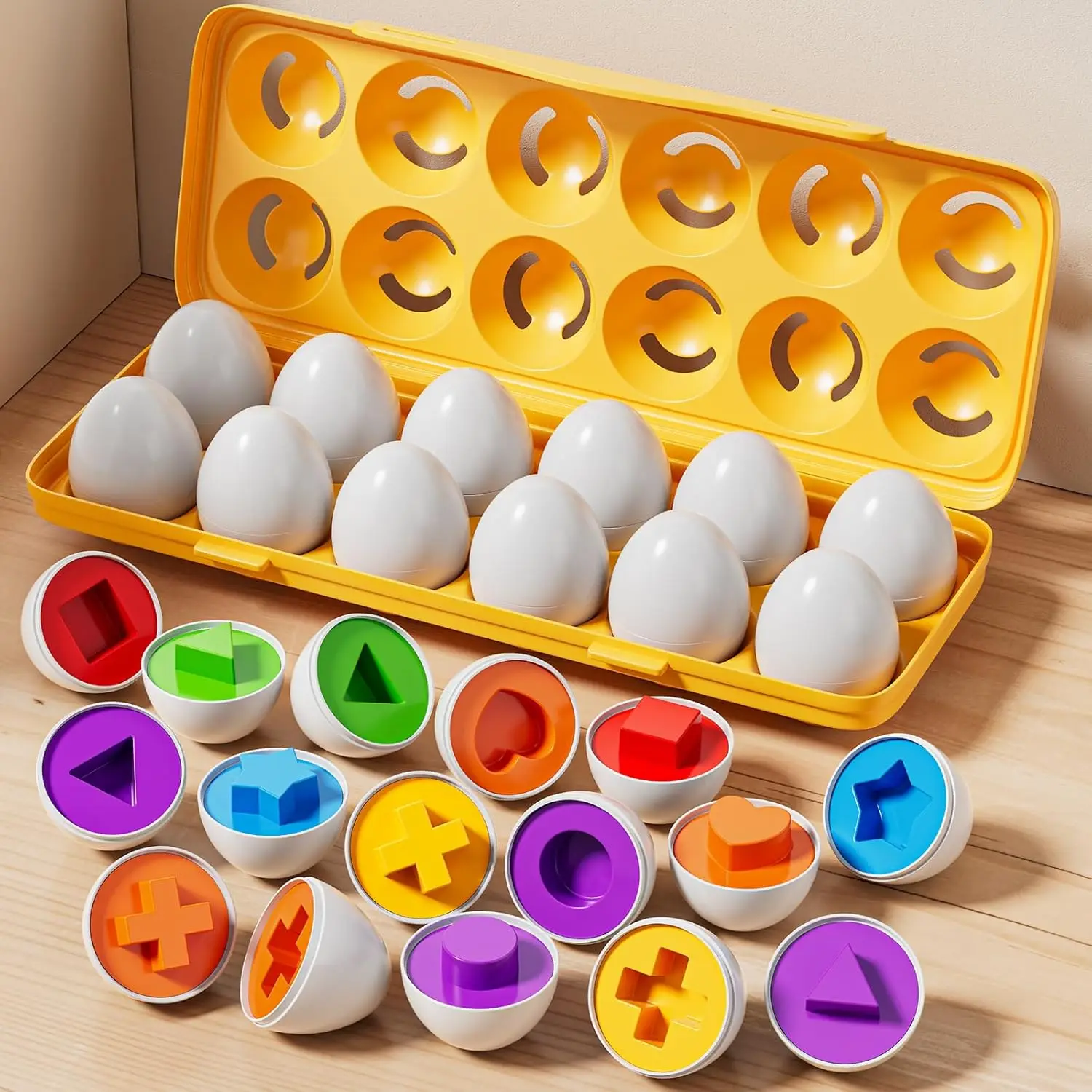 Juguetes Educativos Montessori para niños de 2 años juguete sensorial para niños pequeños huevos inteligentes formas de colores juego clasificador a juego