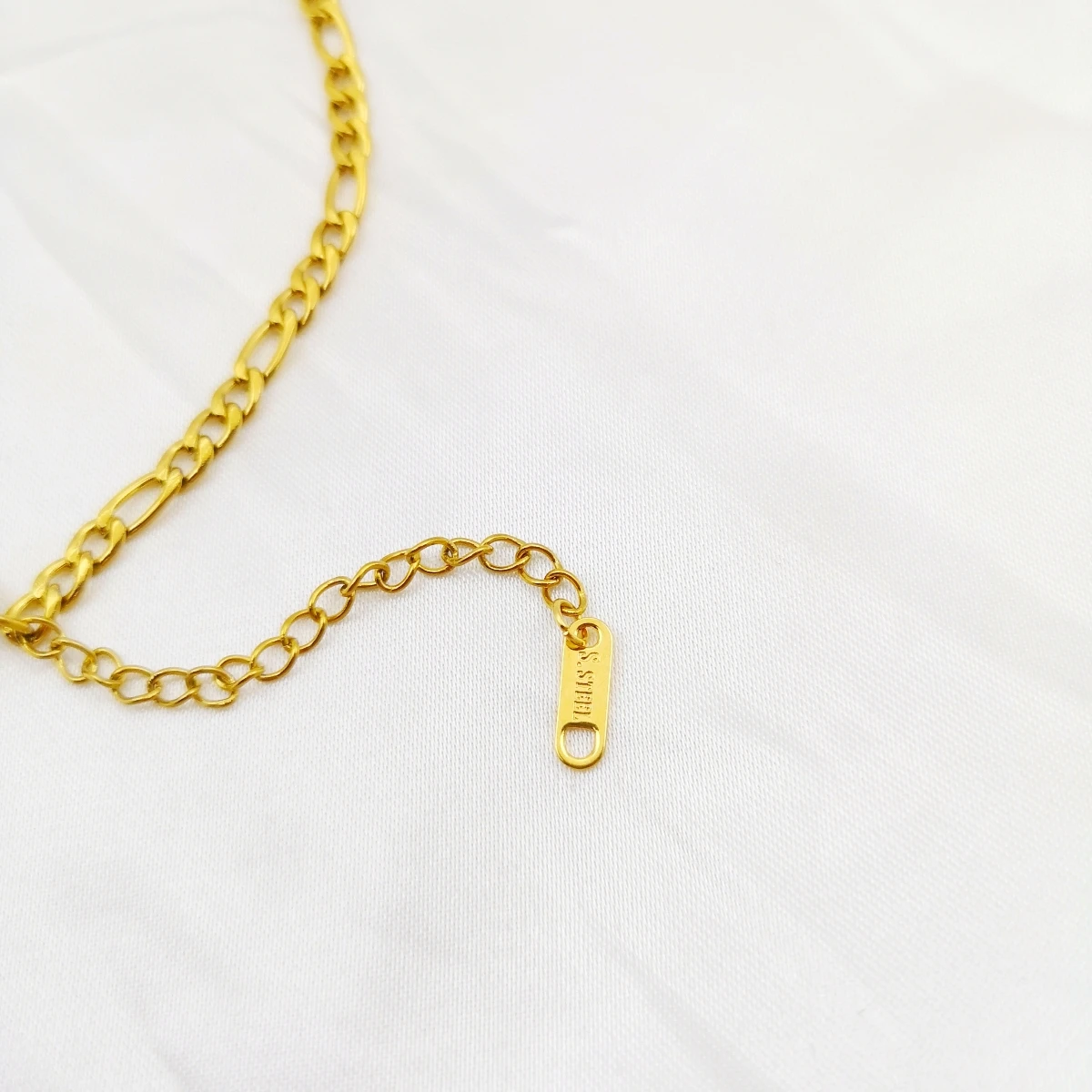 Gold Color Stainless Steel Link Figaro Chain for Pendant Necklace 5 cm Extender Chain Tail Tag DIY Jewelry Gift Neck Accessories