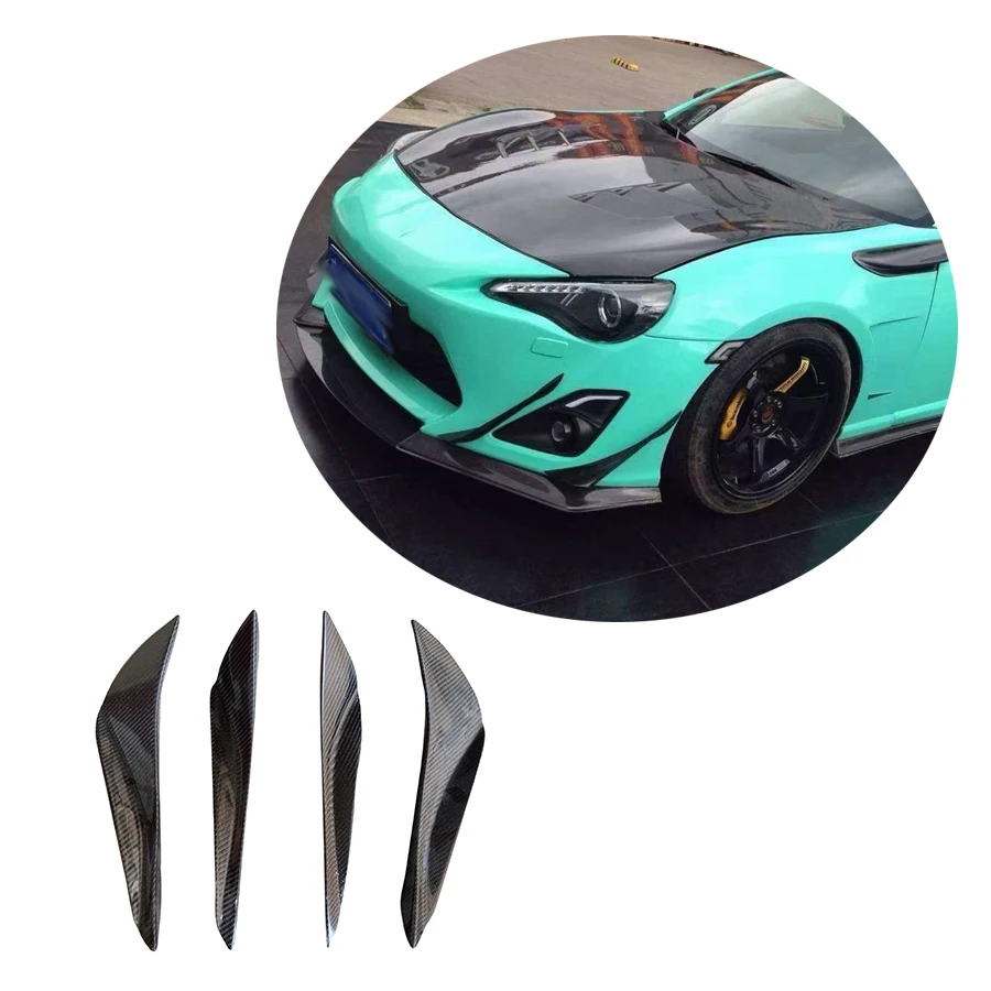 For Subaru BRZ Toyota FT86 GT86 Carbon Fiber Car Front Bumper Side Splitters Fins Canards Parts Upgrade Body kit