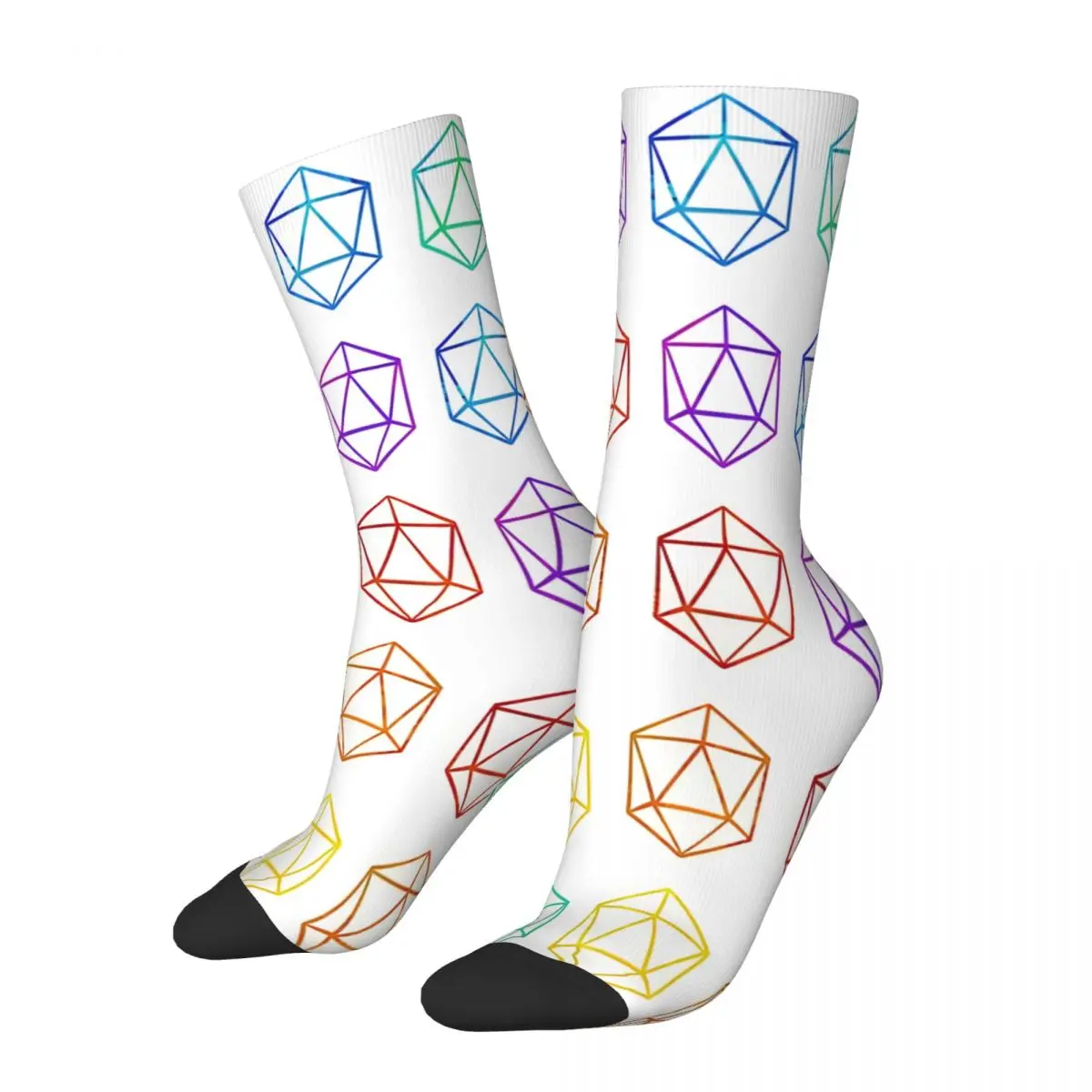 Rainbow D20 Dice Socks Male Mens Women Summer Stockings Polyester