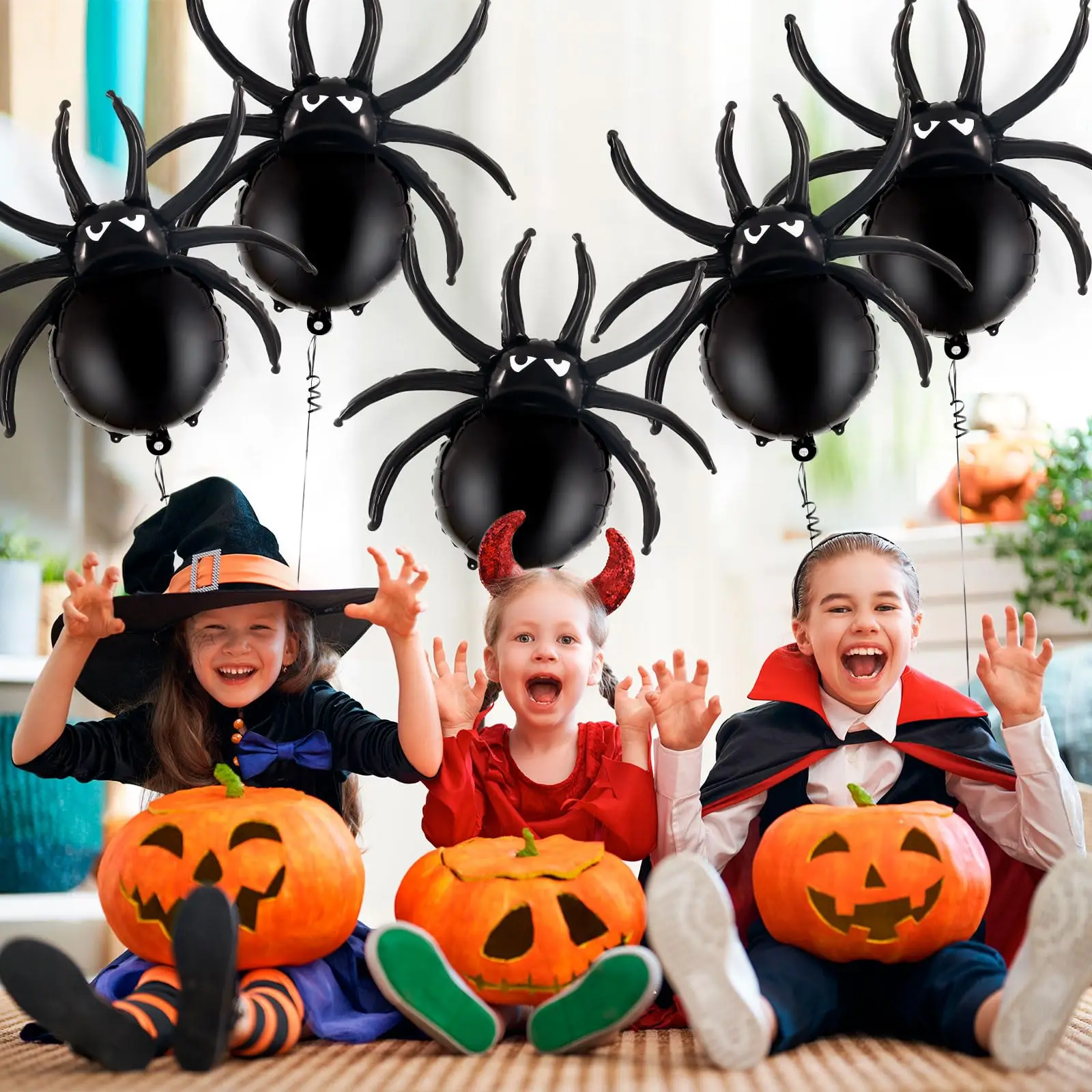 Riesiger 3D Schwarzer Spinnen Ballon 32 Zoll Aluminiumfolie Mylar Aufblasbar Realistisch Gruselig Für Halloween Party Dekoration Spukhaus Jungen Geburtstag Karneval Requisiten Für Drinnen Und Draußen – Detail 4