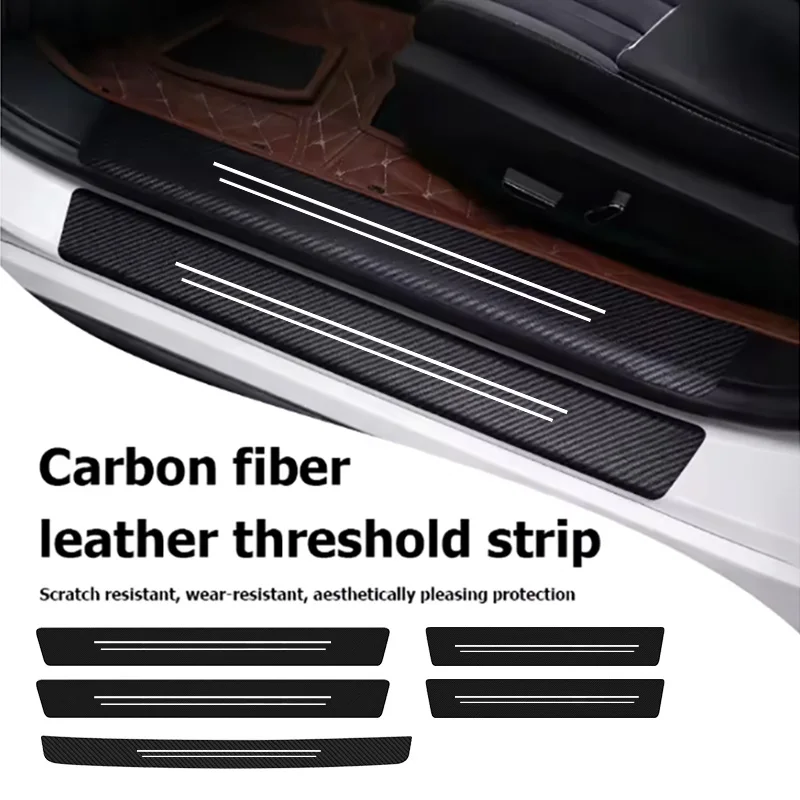 2 White Line Car Threshold Strips, Anti-Step Protection Strips, Trunk Anti-Scratch Stickers, Protective Strips, Interior Welcome Pedal Modification and Decoration Accessories