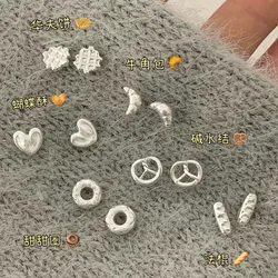 Hypoallergenic Silver Color Metal Croissant Stud Earrings for Women Trendy Creativity Personalized Party Jewelry Gift