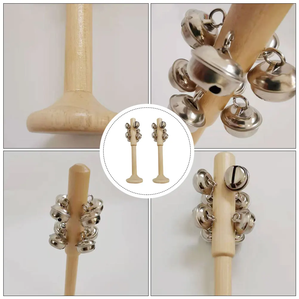 

2 Pcs Wooden Rod Bell Toddler s Musical Instruments Tool Cognitive Alloy Early Learning Plaything Small