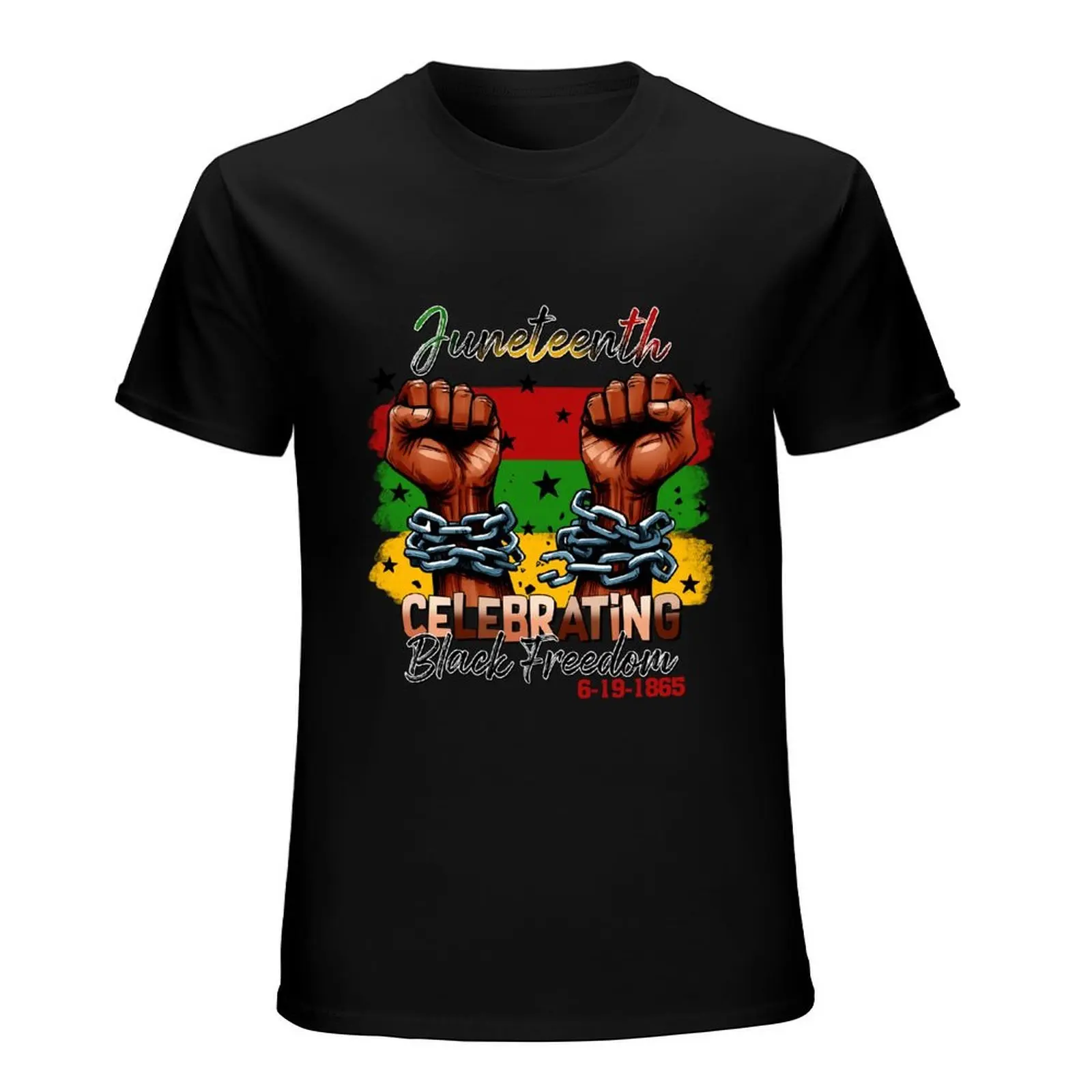 Juneteenth Celebrating Black Freedom Broken Chains Fist 1865 T-Shirt Black Liberation Graphic Tee