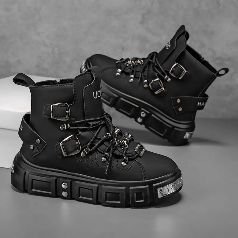 Original Brand Boots for Man Punk Platform Red Trend Luxury Man Shoes Fashion Riveted Luxury Motorcycle Boots Botines Hombre