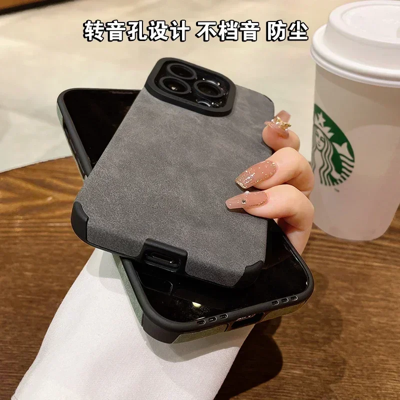 Luxury Matte Soft Leather Phone Case For iPhone 14 13 12 11 Pro Max Lens Protection Shockproof Silicone Cover