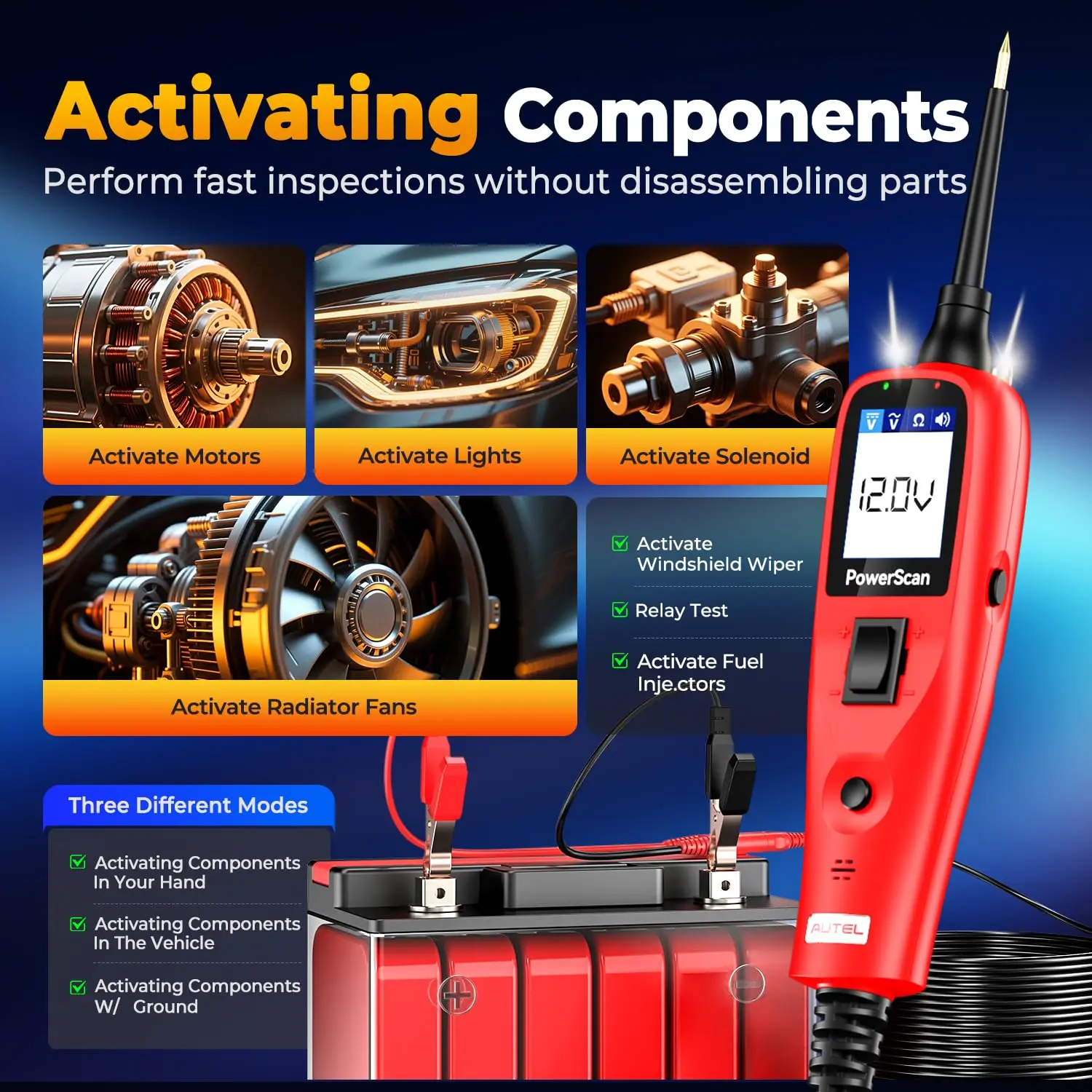 Automotive Circuit Tester 12-24V, Electrical Probe Tool for Short/Open Circuit Detection with 20ft Cable