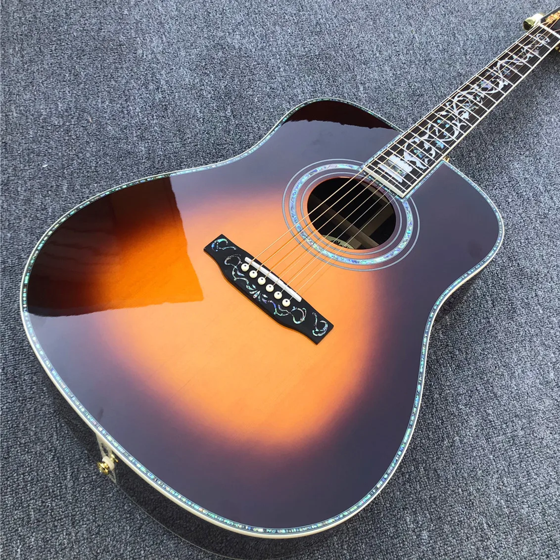 

Sunburst Solid Spruce Top Acoustic Guitar 41" D Type Abalone Tree of Life Inlay Ebony Fingerboard Guitarra