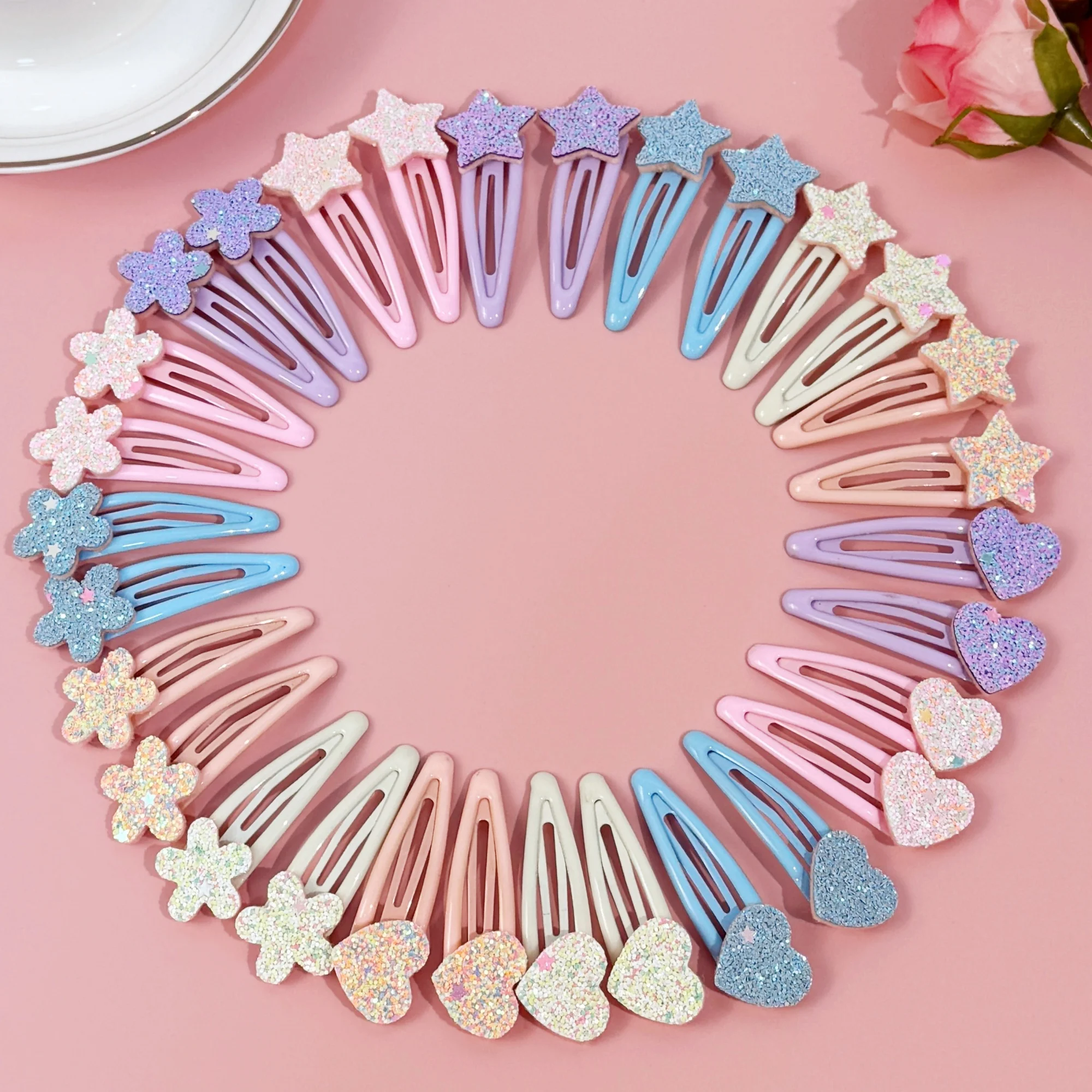 10/30 Stück süße Stern Haarspangen Kinder Mädchen glitzernde Herz Haarspangen Clips Legierung Snap Blume Haarspange Kinder Baby Haarschmuck